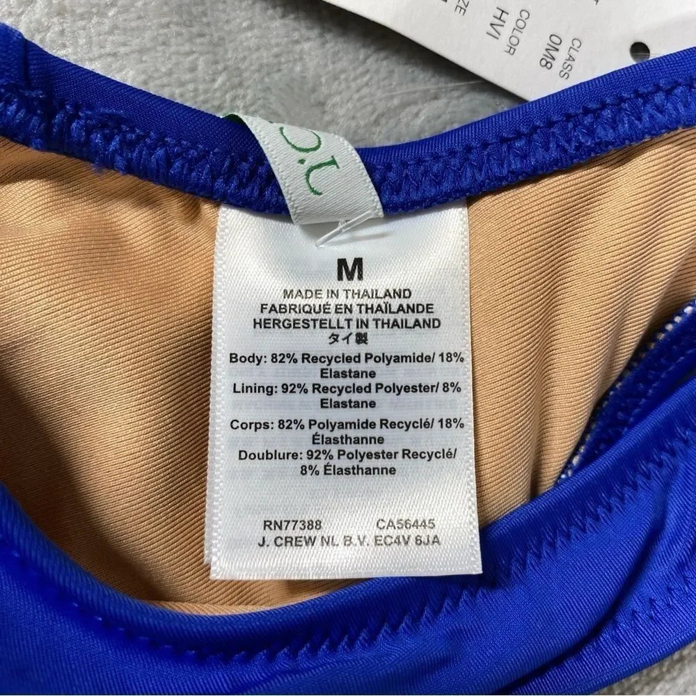 NEW J. Crew Heritage Scoopneck Bikini Top Size M Blue